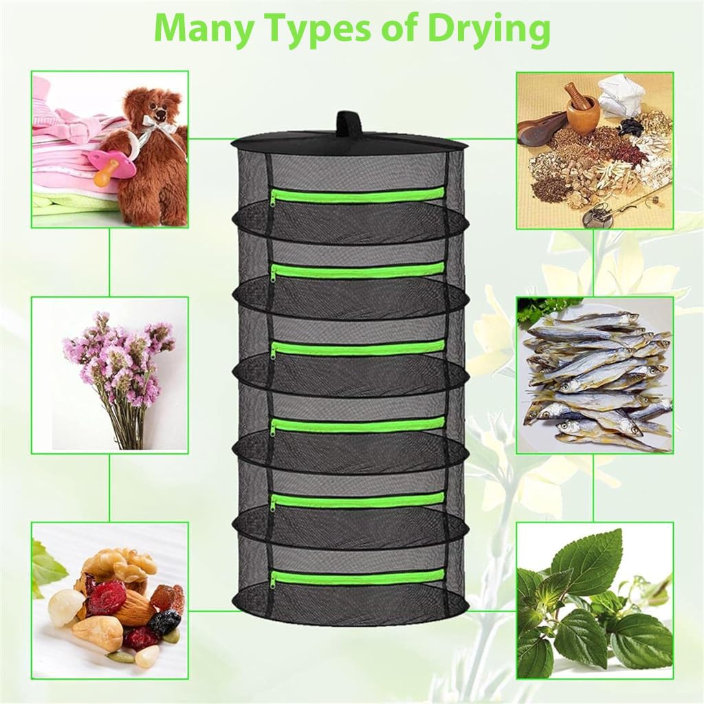 HASTHIP® 6 Layer Herb Drying Rack Net Mesh Herb Drying Rack Hanging Drying Mesh Rack with Separate Zipper Closure Airy Outdoor Hanging Drying Rack for Herbs, Fruits, Plants, Food, Seed HASTHIP® 6 Layer Herb Drying Rack Net Mesh Herb Drying Rack Hanging Drying Mesh Rack with Separate Zipper Closure Airy Outdoor Hanging Drying Rack for Herbs, Fruits, Plants, Food, Seed